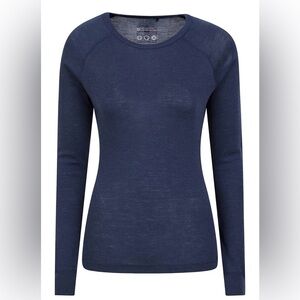 Mountain Warehouse Women’s Merino Wool Base Layer Top, in Navy - Size 4